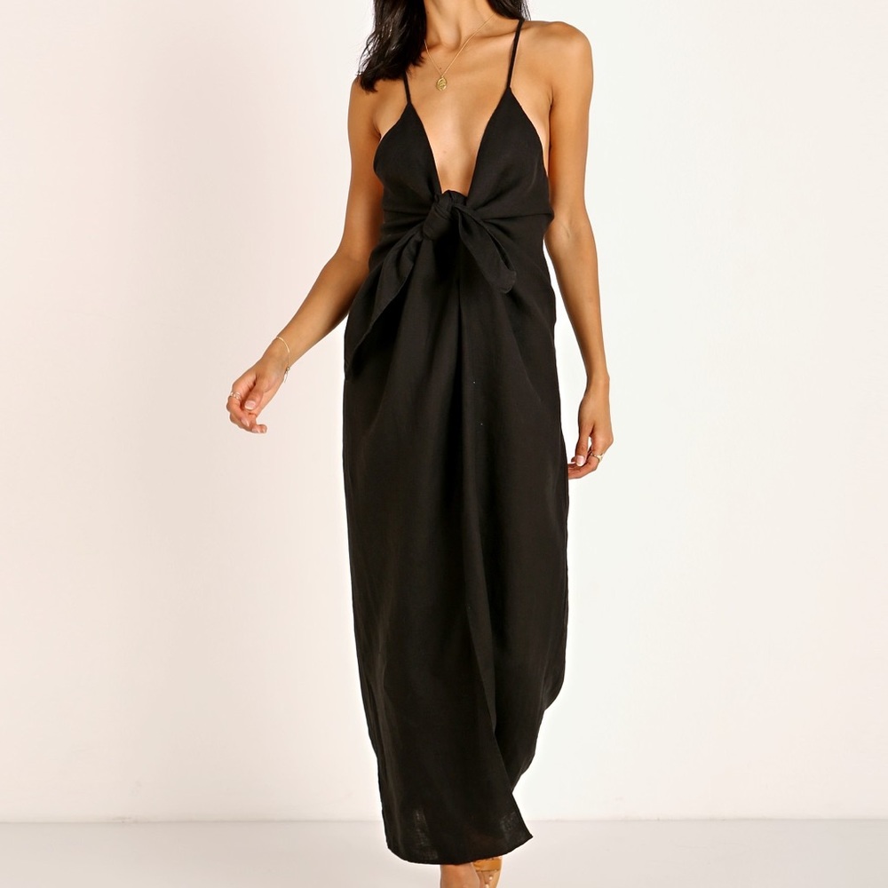 Mara Hoffman Lolita dress in black linen size M